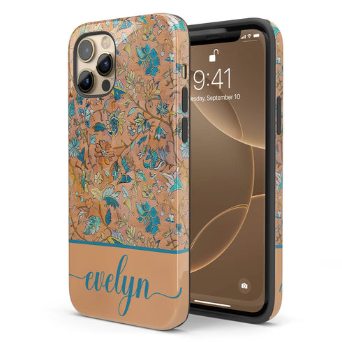 Custom Name Botanical Oriental Flowers iPhone Case